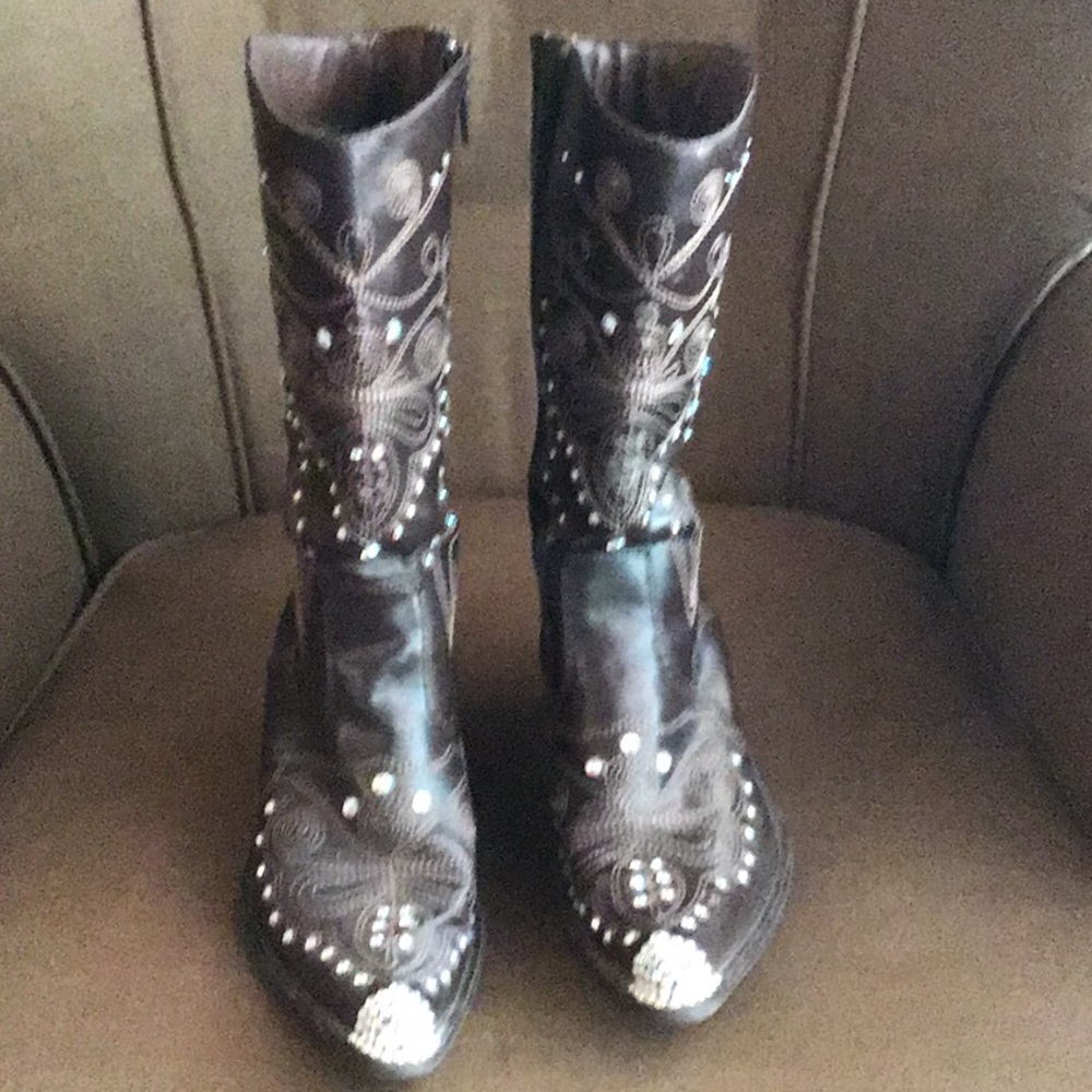 Women’s Cowboy western brown boots rhinestones 7